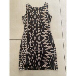 Francesca’s Black and Gold Cocktail Sequin Dress Size Small
